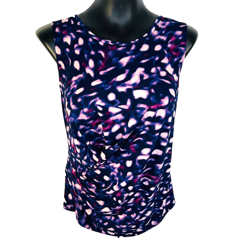 Robert Rodriguez Tank Blouse Women's M Abstract Cowl Neck Ruched Sides